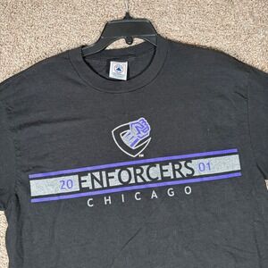 Vintage 2001 Chicago Enforcers XFL Football T-Shirt Mens Large Black Delta Tag